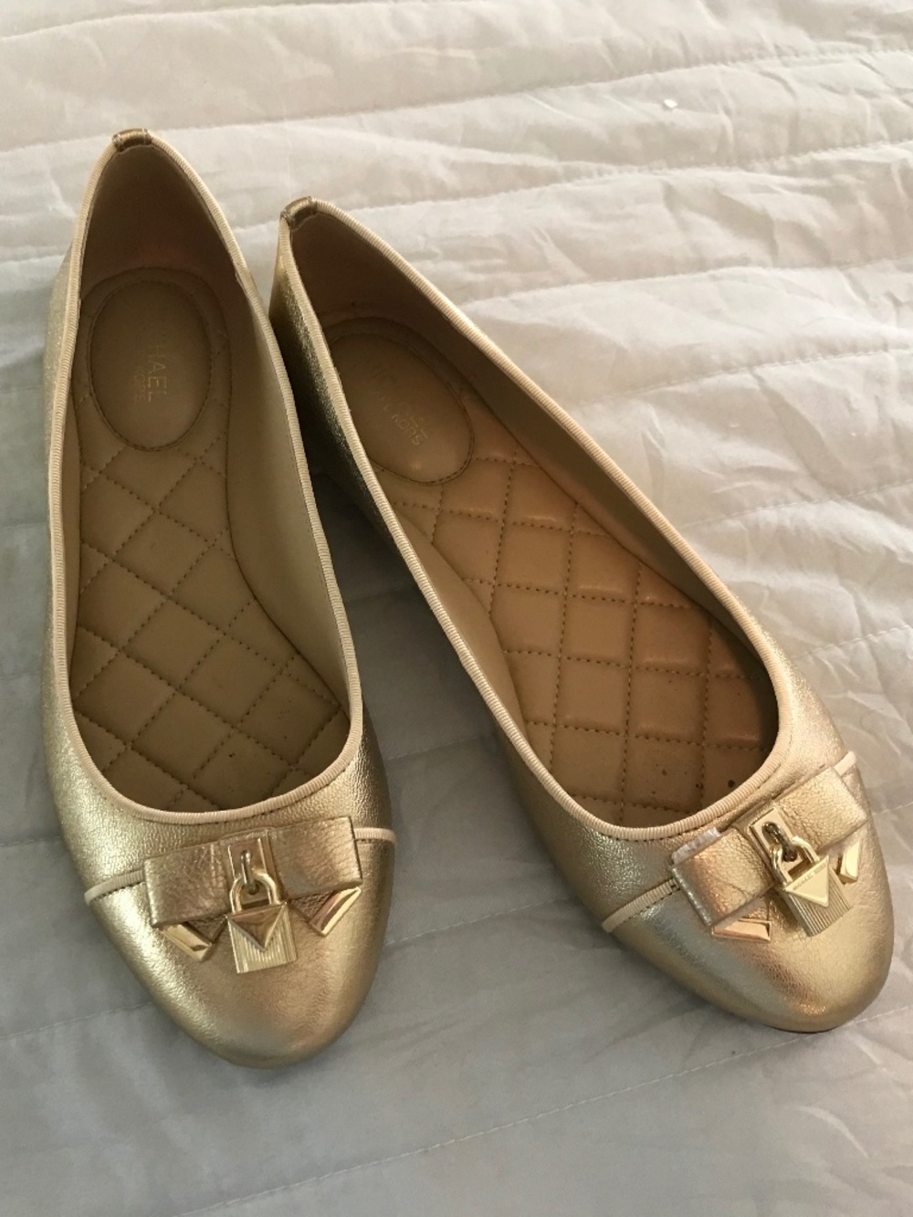 Michael Kors Gold Leather Ballet Flats 8M
